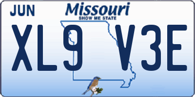 MO license plate XL9V3E