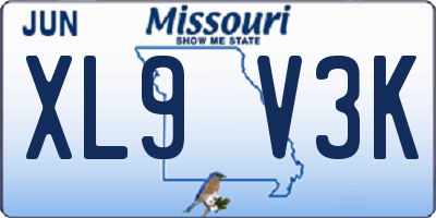 MO license plate XL9V3K