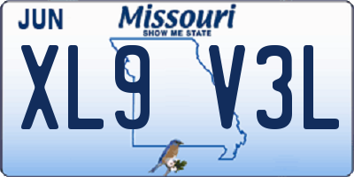 MO license plate XL9V3L