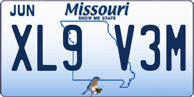 MO license plate XL9V3M