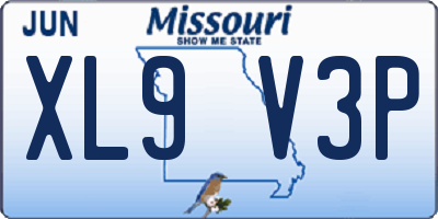MO license plate XL9V3P