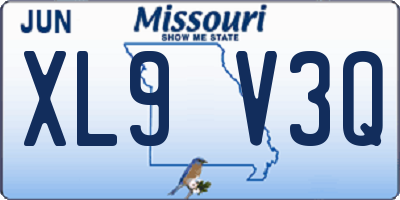 MO license plate XL9V3Q
