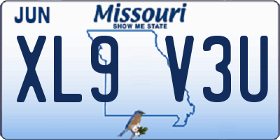 MO license plate XL9V3U