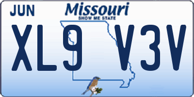 MO license plate XL9V3V