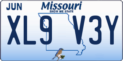MO license plate XL9V3Y
