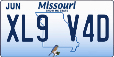 MO license plate XL9V4D