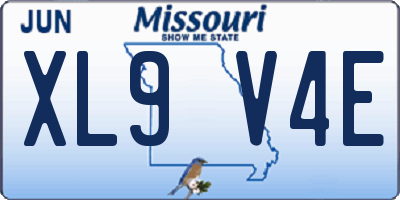 MO license plate XL9V4E