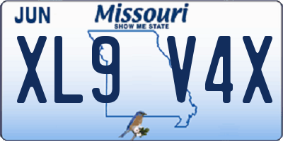 MO license plate XL9V4X