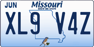 MO license plate XL9V4Z