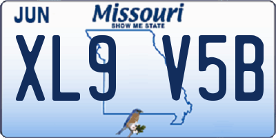 MO license plate XL9V5B