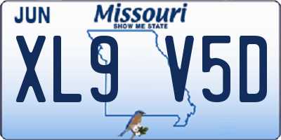 MO license plate XL9V5D
