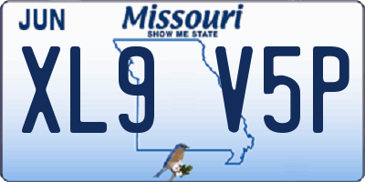 MO license plate XL9V5P