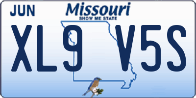 MO license plate XL9V5S