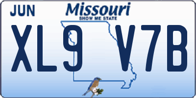 MO license plate XL9V7B