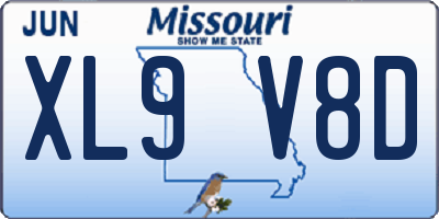 MO license plate XL9V8D