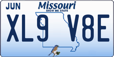 MO license plate XL9V8E