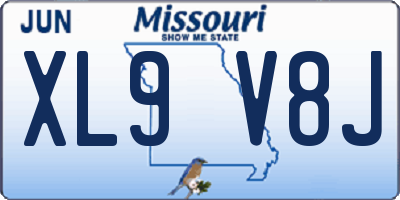 MO license plate XL9V8J