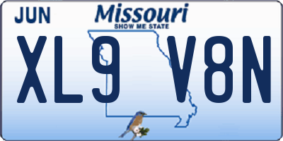 MO license plate XL9V8N
