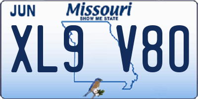 MO license plate XL9V8O