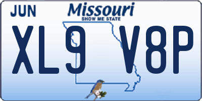 MO license plate XL9V8P