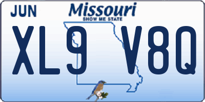 MO license plate XL9V8Q