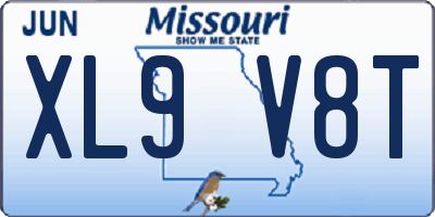 MO license plate XL9V8T