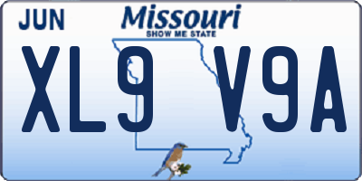 MO license plate XL9V9A