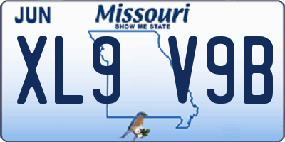 MO license plate XL9V9B