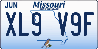 MO license plate XL9V9F