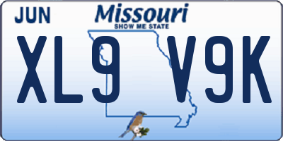 MO license plate XL9V9K