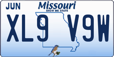 MO license plate XL9V9W