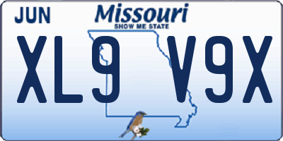 MO license plate XL9V9X