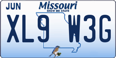 MO license plate XL9W3G
