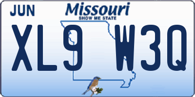 MO license plate XL9W3Q