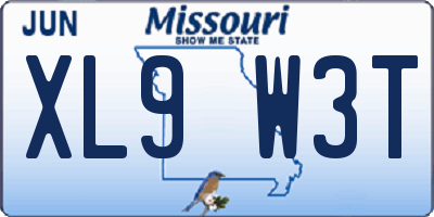MO license plate XL9W3T