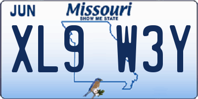MO license plate XL9W3Y