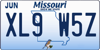MO license plate XL9W5Z