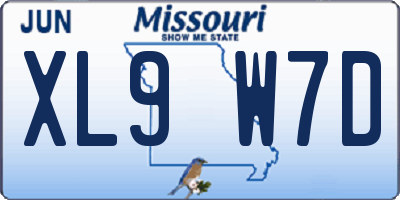 MO license plate XL9W7D