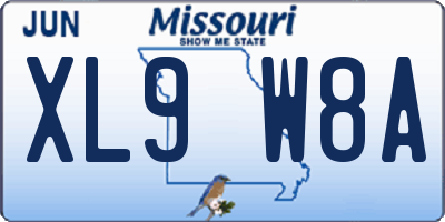 MO license plate XL9W8A
