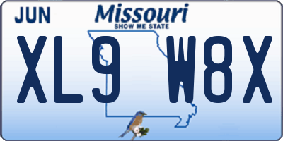 MO license plate XL9W8X