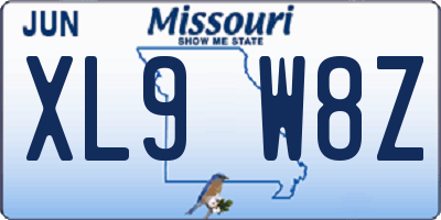MO license plate XL9W8Z