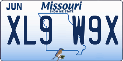 MO license plate XL9W9X