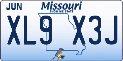 MO license plate XL9X3J