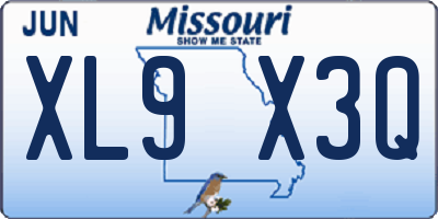 MO license plate XL9X3Q
