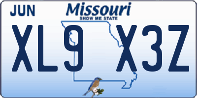 MO license plate XL9X3Z