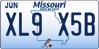 MO license plate XL9X5B