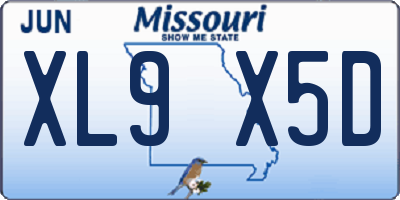 MO license plate XL9X5D