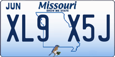 MO license plate XL9X5J