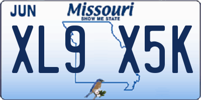 MO license plate XL9X5K