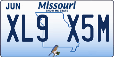 MO license plate XL9X5M